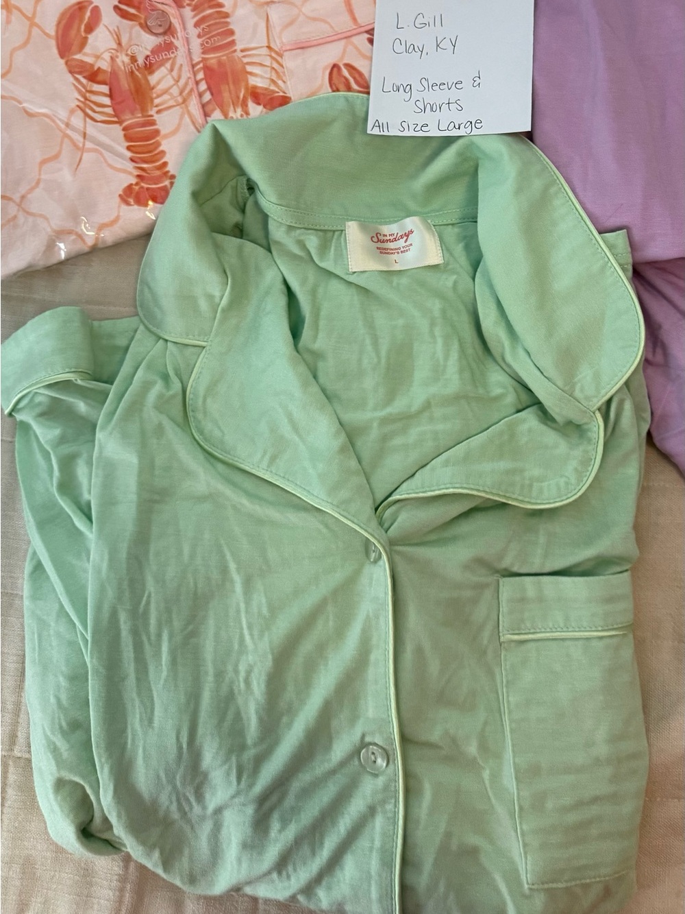 In My Sundays Mallory Ervin Seafoam Green Classic Pajama Set